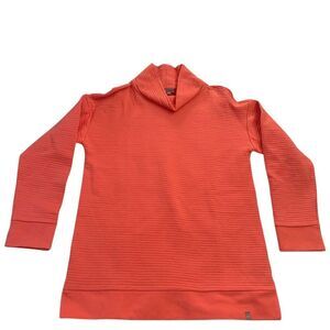 Talbots Coral Orange Mock Neck Quilted Sweatshirt Small‎ Long Sleeve Pullover